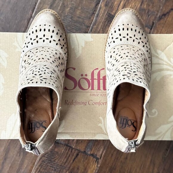 Söfft Cutout Leather Booties – Metallic Beige – Size 6.5 - Picture 3 of 5